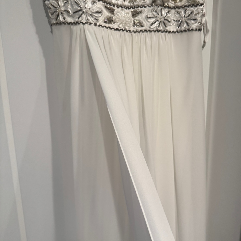 Sue Wong  Grecian White Beaded Elegant Evening Gown, Size XS - Picture 12 of 16